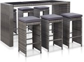 Decoways - 7-delige Tuinbarset met kussens poly rattan grijs