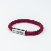 DenimX - Armband van gerecyclede denim (enkel) - kleur RUBY (donker rood) - Maat S (polsmaat 15 - 16 cm)