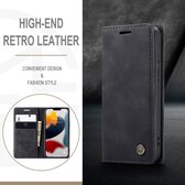 Luxe PU leren Bookcase voor Apple iPhone 13 Mini | Hoogwaardig Leren Hoesje | Lederen Wallet Case | Kaarthouder | Portemonnee | Zwart