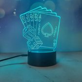 Klarigo®️ Nachtlamp – 3D LED Lamp Illusie – 16 Kleuren – Bureaulamp – Poker - Kaarten Lamp – Sfeerlamp – Nachtlampje Kinderen – Creative  - Afstandsbediening Texas Hold em Poker -
