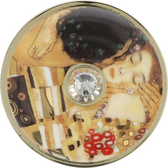 Foto: Goebel gustav klimt broche de kus porselein 5cm met glaskristallen