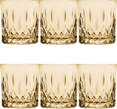 Clayre & Eef Waterglas set van 6 Ø 8*9 cm / 300 ml Bruin Glas Drinkbeker Drinkglas Whiskeyglas