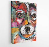 Kleurrijke pop-art stijl hond schilderij Rat Terrier - moderne kunst canvas - verticaal - 1216932499 - 50*40 Vertical