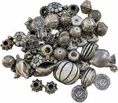 Metallook kralen 100 stuks - groot en klein mix - kralen - sieraden maken - armband - sleutelhanger - Metallook kralen Pakket om sieraden te maken (zwart - zilver kleur)
