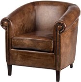 By Kohler Virginia Arm Chair 75x74x76cm Buffalo Leather Middle Brown Vintage (101256)