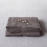 Dark Grey Linen Laken - 100% Washed Linen - 180x260