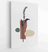 Tropische blad gebladerte lijnwerk tekenen met abstracte vorm. Abstract Plant Art-ontwerp voor print, omslag, behang, minimale en natuurlijke kunst aan de muur. 4 - Moderne schilde