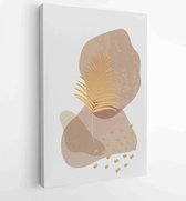 Gouden botanische muur kunst vector set. Earth tone boho gebladerte lijntekeningen tekenen met abstracte vorm. 1 - Moderne schilderijen – Verticaal – 1827200495 - 40-30 Vertical