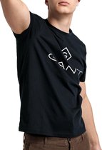 Gant Lock Up SS  T-shirt - Mannen - zwart/wit