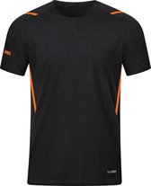 Jako Challenge T-Shirt Heren - Zwart Gemeleerd / Fluo Oranje