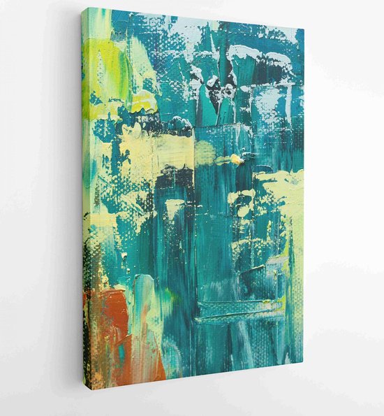 Abstracte kunst achtergrond. Olieverf op doek. Groene en blauwe textuur.  Fragment van... | bol.com