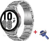 Luxe Metalen Armband Bandje Geschikt Voor Samsung Galaxy Watch4 40mm/44mm Watch 4 Classic 42mm/46mm - iWatch 40/42/44/46 MM - Schakel Polsband Strap RVS - Met Horlogeband Inkortset - Stainless Steel Horloge Band - Schakelbandje  Zilver Kleurig