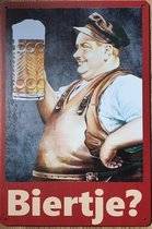 Biertje Man met bierpul Reclamebord van metaal METALEN-WANDBORD - MUURPLAAT - VINTAGE - RETRO - HORECA- BORD-WANDDECORATIE -TEKSTBORD - DECORATIEBORD - RECLAMEPLAAT - WANDPLAAT - N