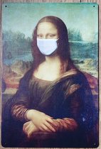 Mona Lisa met modkapje Reclamebord van metaal METALEN-WANDBORD - MUURPLAAT - VINTAGE - RETRO - HORECA- BORD-WANDDECORATIE -TEKSTBORD - DECORATIEBORD - RECLAMEPLAAT - WANDPLAAT - NO