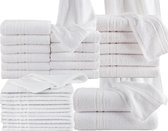 Homéé voordeelpak 33 delige handdoeken set 3 badlakens 6 handdoeken 12 gastendoekjes 12 washandjes wit 100% katoen 400g. m²
