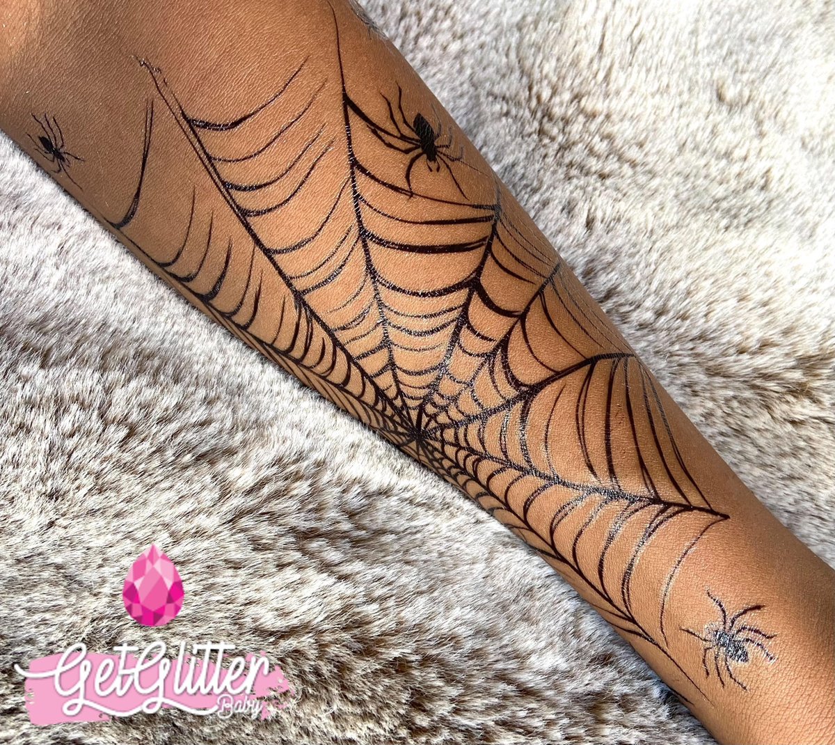 GetGlitterBaby® - Spinnenweb Tattoo Halloween Decoratie Versiering / Carnaval Schmink Make Up Plak Tattoos / Tijdelijke Tattoo / Nep Tatoeage - Spinnen — afbeelding 6