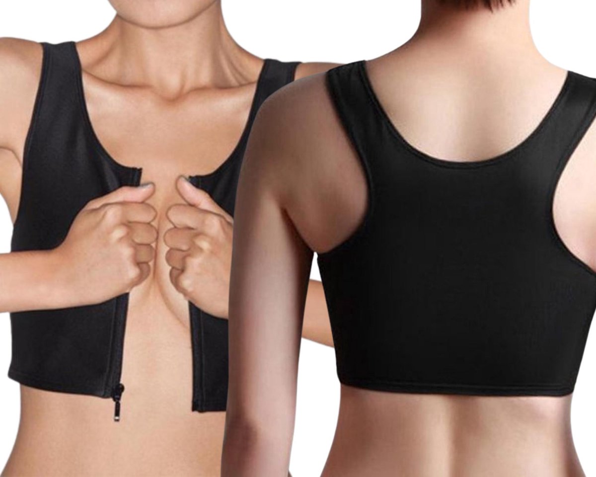 Transgender Chestbinder M ZIPPER Zwart Unterwäsche Trans