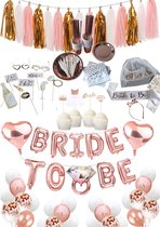 Feestpakket "Rose Gold kisses" - 114 stuks - Vrijgezellenfeest - Bride to be - Bachelorette Party - Bridal shower - Rose Gold - Balonnen
