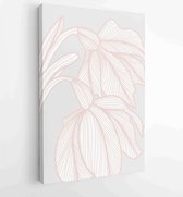 Earth tone boho gebladerte lijntekeningen tekenen met abstracte vorm. Abstract Plant Art-ontwerp voor print, omslag, behang, minimale en natuurlijke kunst aan de muur. 1 - Moderne