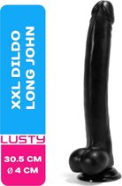Lusty XXL Dildo Long John - Anaal Dildo - Realistische Dildo - Met Balzak - Grote Dildo - Met Zuignap - 30 cm - Zwart - Seksspeeltjes - Sex Toys