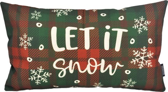 Kerst 'Let It Snow' Long Kussenhoes | Katoen / Linnen | 30 x 50 cm