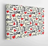 Vector valentijn patroon met liefde tekst op witte achtergrond - Modern Art Canvas - Horizontaal - 1456444430 - 115*75 Horizontal