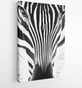 Artistiek zwart-wit portret van een zebra - grafisch patroon benadrukt - Canvas moderne kunst - Verticaal - 144942466 - 115*75 Vertical