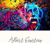 Allernieuwste Canvas Schilderij Albert Einstein Natuurkundige - Grafitti - Kleur - 50 x 100 cm