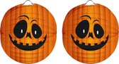 Pakket van 6x stuks ronde lampion 22 cm pompoen - Halloween trick or treat lampionnen versiering - Bollampion