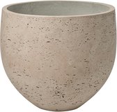 Pot Rough Orb L Grey Washed Fiberclay 32x28 cm grijze ronde bloempot
