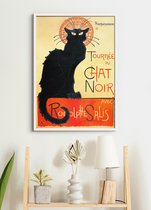 Poster In Witte Lijst - Vintage Le Chat Noir - Affiche van Théophile - Zwarte Kat - Alexandre Steinlen - 70x50 cm