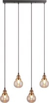Art Deco hanglamp met amber glas 4-lichts - Bologna