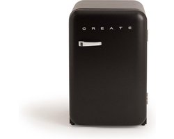 CREATE - Koelkast in retrostijl - Zwart - Handvat Zilver - FRIDGE RETRO 107L