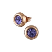 Zilveren oorbellen | Oorstekers | Rose gold plated oorstekers, kristal in meerdere kleuren