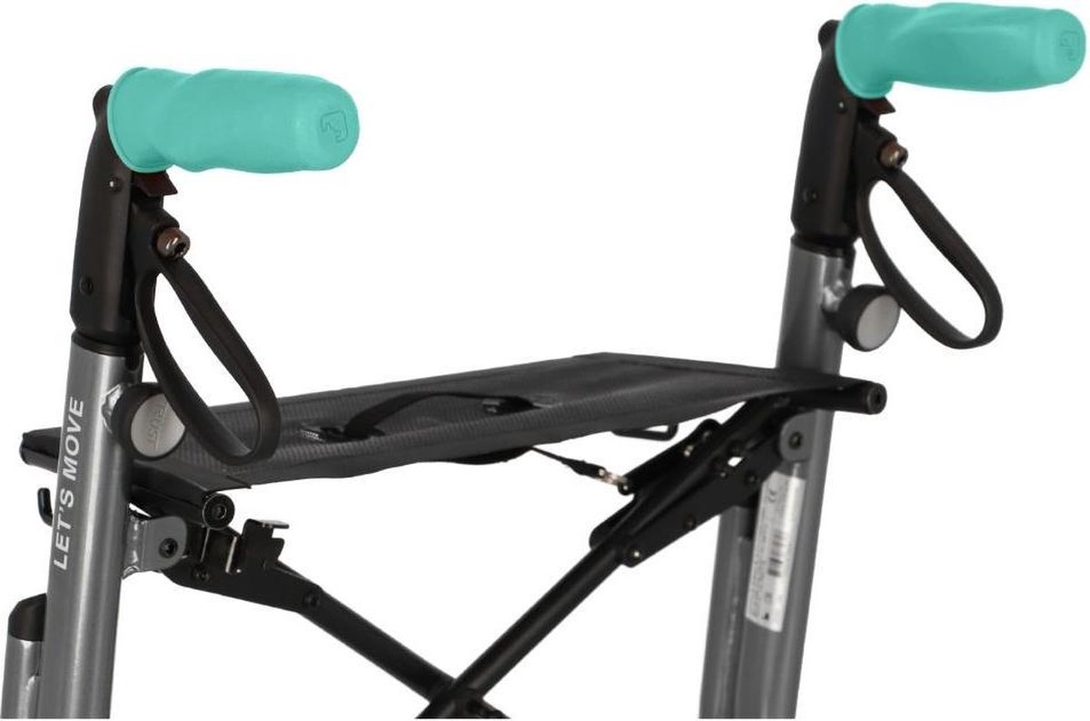 MyRollerSleeve opschuifbare ergonomische / anatomische handvatten voor rollator of rolstoel. Voorkomt pijnlijke handen met gelkussen. Personaliseerbaar: pimp rollator. Turquoise 21x6,5x9cm