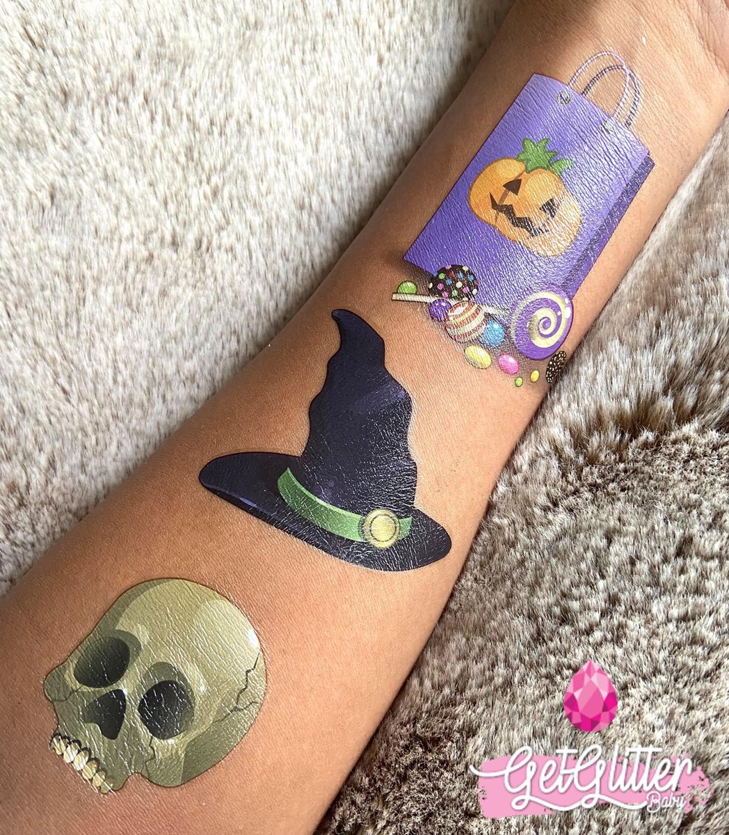 GetGlitterBaby® - Kinder Halloween Tattoo Decoratie Versiering / Carnaval Schmink Make Up Plak Tattoos / Tijdelijke Tattoo / Nep Tatoeage - Kinderen — afbeelding 3