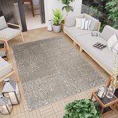 Tapiso Capri Vloerkleed Creme Sisal Bloemen Vintage Indoor en Outdoor Modern Woonkamer Slaapkamer Keuken Terras Maat- 160x230