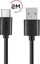 WISEQ USB naar USB C Kabel - 2 meter - Zwart