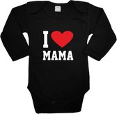 Baby rompertje - I love mama - Romper lange mouw zwart - Maat 62/68