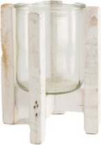 Kandelaars - kaarshouder historisch hout ø14.5x17.5cm - white - 145x175x
