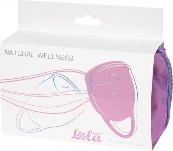 Menstruatiecup kit - 2 stuks (15 ML + 20 ML) - Medisch silicone - tot 12 uur bescherming - Reisverpakking - Maat M + S - Natural Wellness - Orchid - Lavendel - Merkloos