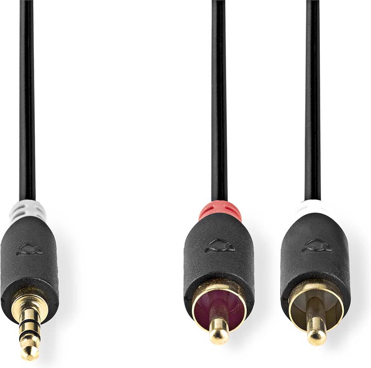 Stereo audiokabel | 3,5 mm male - 2x RCA male | 10 m | Antraciet