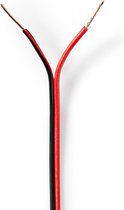 Nedis Speaker-Kabel - 2x 0.50 mm² - CCA - 100.0 m - Rond - PVC - Rood / Zwart - Folieverpakking