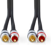 Stereo-Audiokabel - 2x RCA Male - 2x RCA Male - Verguld - 1.50 m - Rond - Antraciet - Doos