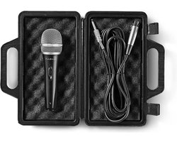 Nedis Bedrade Microfoon - Cardioïde - Afneembare Kabel - 5.00 m - 50 Hz - 15 kHz - 600 Ohm - -72 dB - Aan/uit knop - Inclusief reiskoffer - ABS / Aluminium - Grijs / Zwart