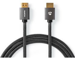 Nedis High Speed ​​HDMI-Kabel met Ethernet - HDMI Connector - HDMI Connector - 4K@60Hz - ARC - 18 Gbps - 1.00 m - Rond - Katoen - Gun Metal Grijs - Cover Window Box