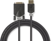 Nedis DisplayPort-Kabel | DisplayPort Male | DVI-D 24+1-Pins Male | 1080p | Verguld | 2.00 m | Rond | PVC | Antraciet | Polybag