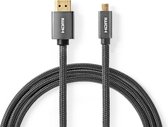 High Speed ​​HDMI™-Kabel met Ethernet | HDMI™ Connector | HDMI™ Micro-Connector | 4K@60Hz | 18 Gbps | 2.00 m | Rond | Katoen | Antraciet / Gunmetal | Cover Window Box