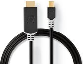 Nedis Mini DisplayPort-Kabel | DisplayPort 1.4 | Mini-DisplayPort Male | HDMI™ Connector | 48 Gbps | Verguld | 2.00 m | Rond | PVC | Antraciet | Polybag