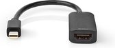 Nedis Mini DisplayPort-Kabel - DisplayPort 1.4 - Mini-DisplayPort Male - HDMI Output - 48 Gbps - Vernikkeld - 0.20 m - Rond - PVC - Zwart - Blister